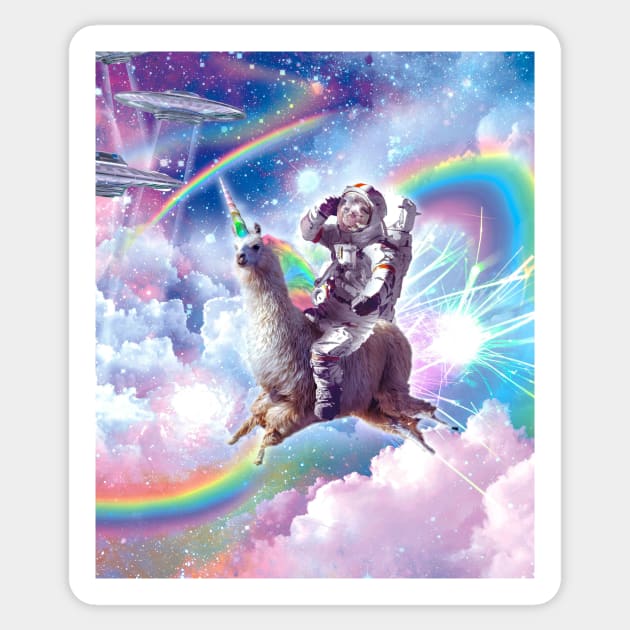 Galaxy Astronaut Sloth Riding Llama Unicorn Sticker by Random Galaxy